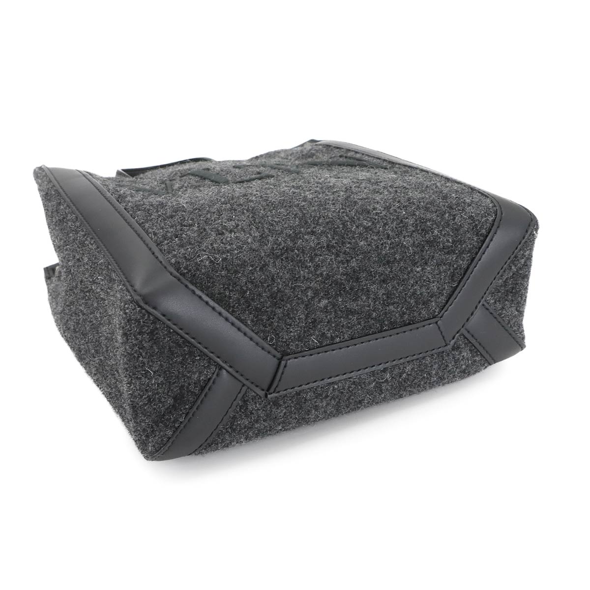 VLTN Tote Shoulder Bag Felt Leather Gray Balck
