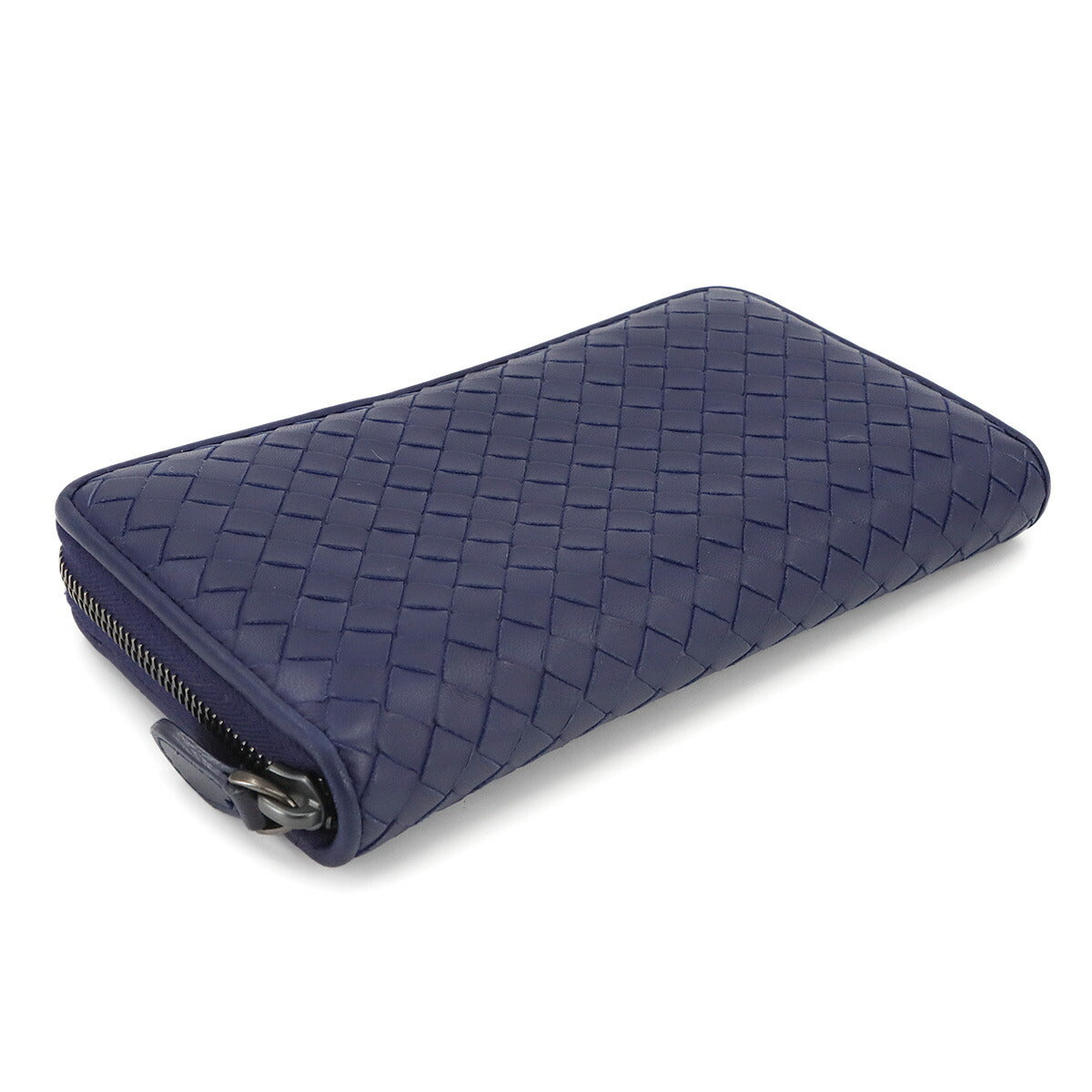 Intrecciato Zipped Around Wallet Leather Blue