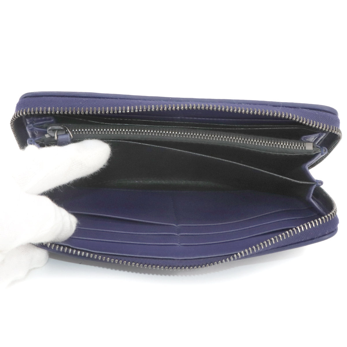Intrecciato Zipped Around Wallet Leather Blue
