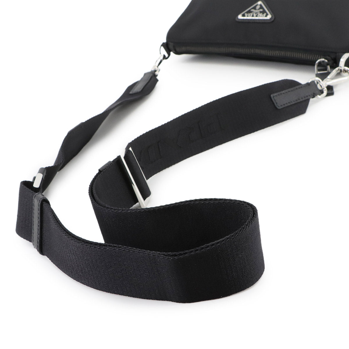 Shoulder Bag Nylon Saffiano Leather Black 2VH113 Purse