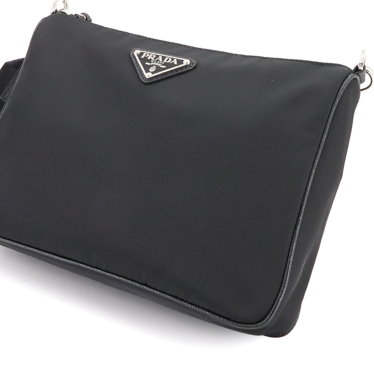 Shoulder Bag Nylon Saffiano Leather Black 2VH113 Purse