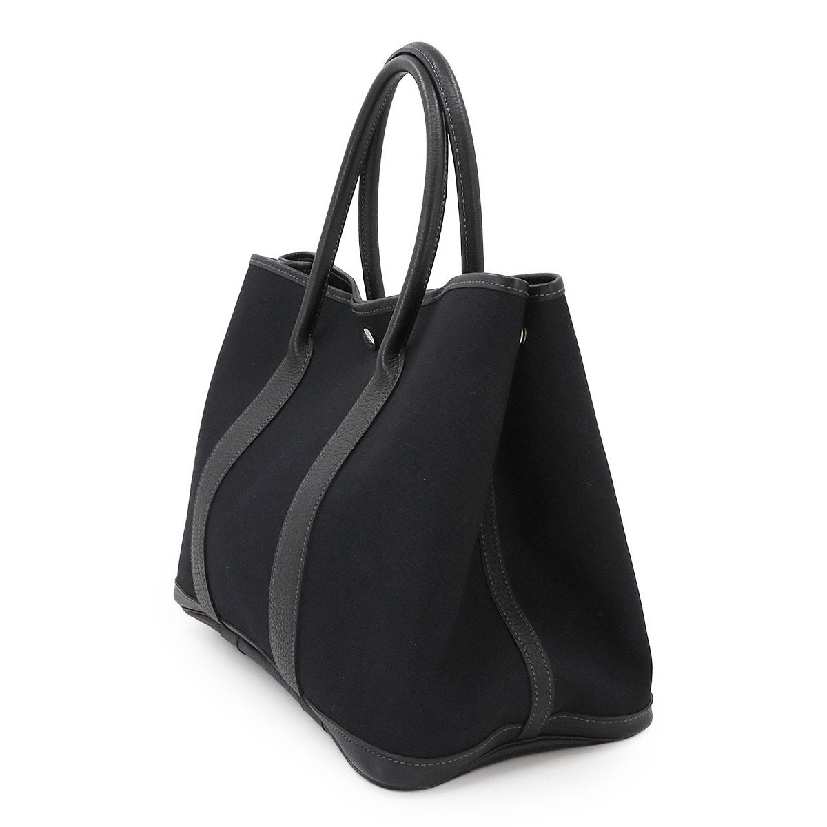 Garden Party PM Tote Bag Toile Officier Leather Black