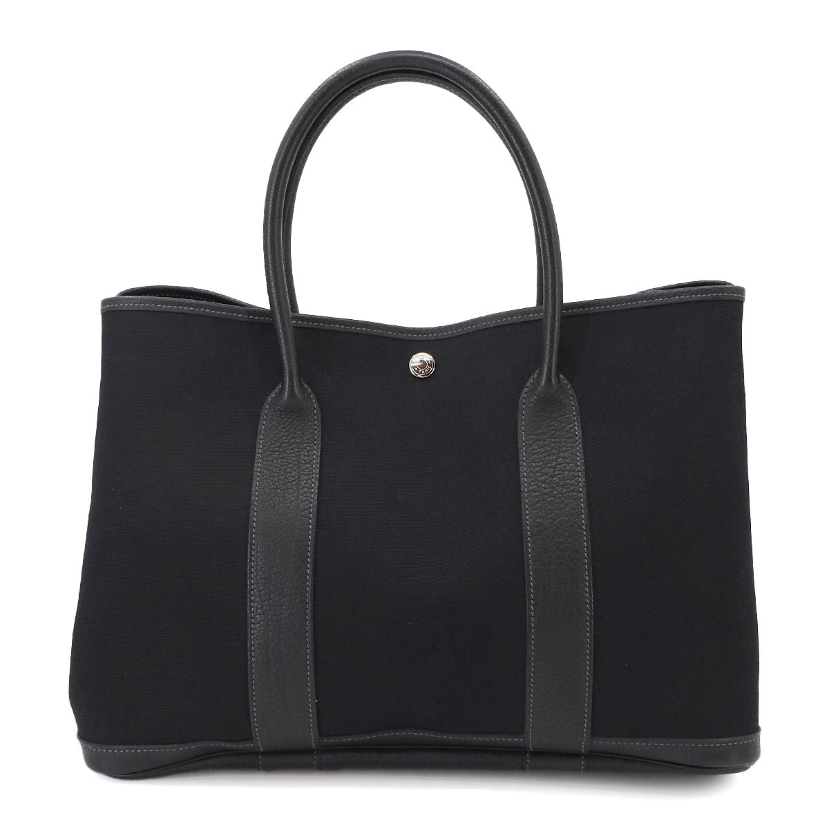 Garden Party PM Tote Bag Toile Officier Leather Black