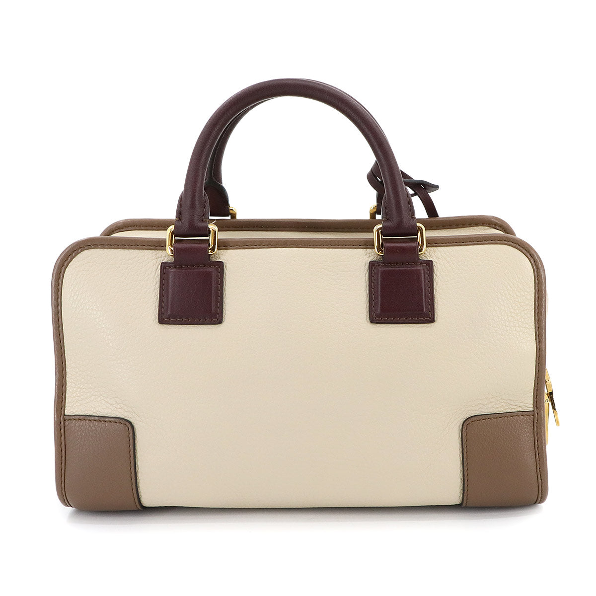 Amazona 28 Hand Bag Leather Beige Brown Bordeaux Purse