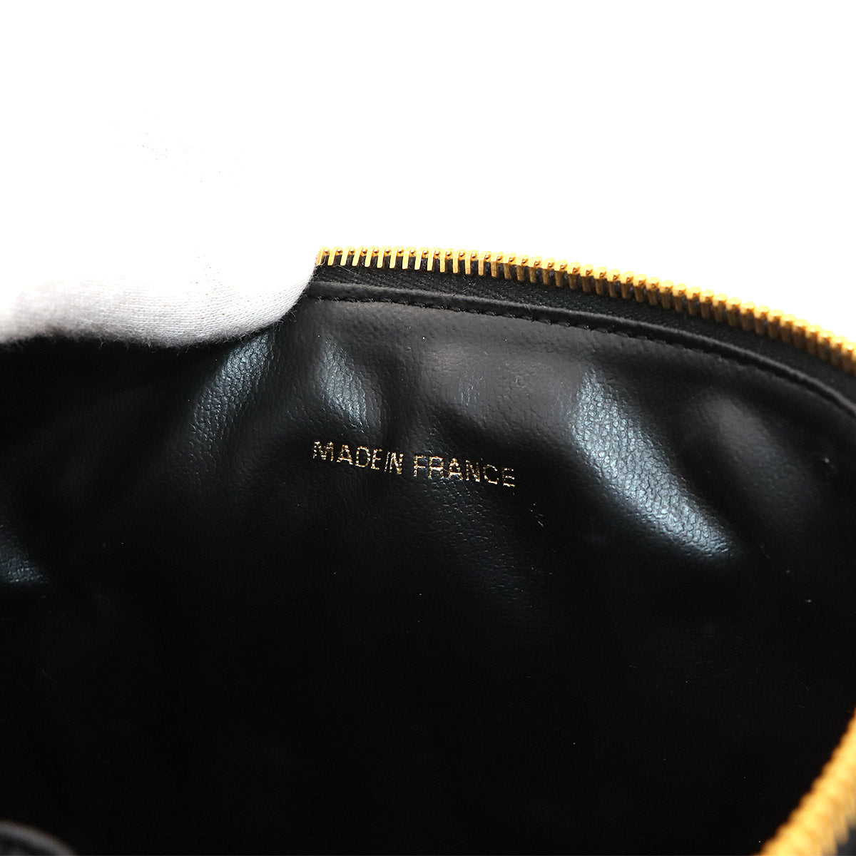 Vanity Hand Bag Caviar Skin Leather Black A01998 Vintage Purse