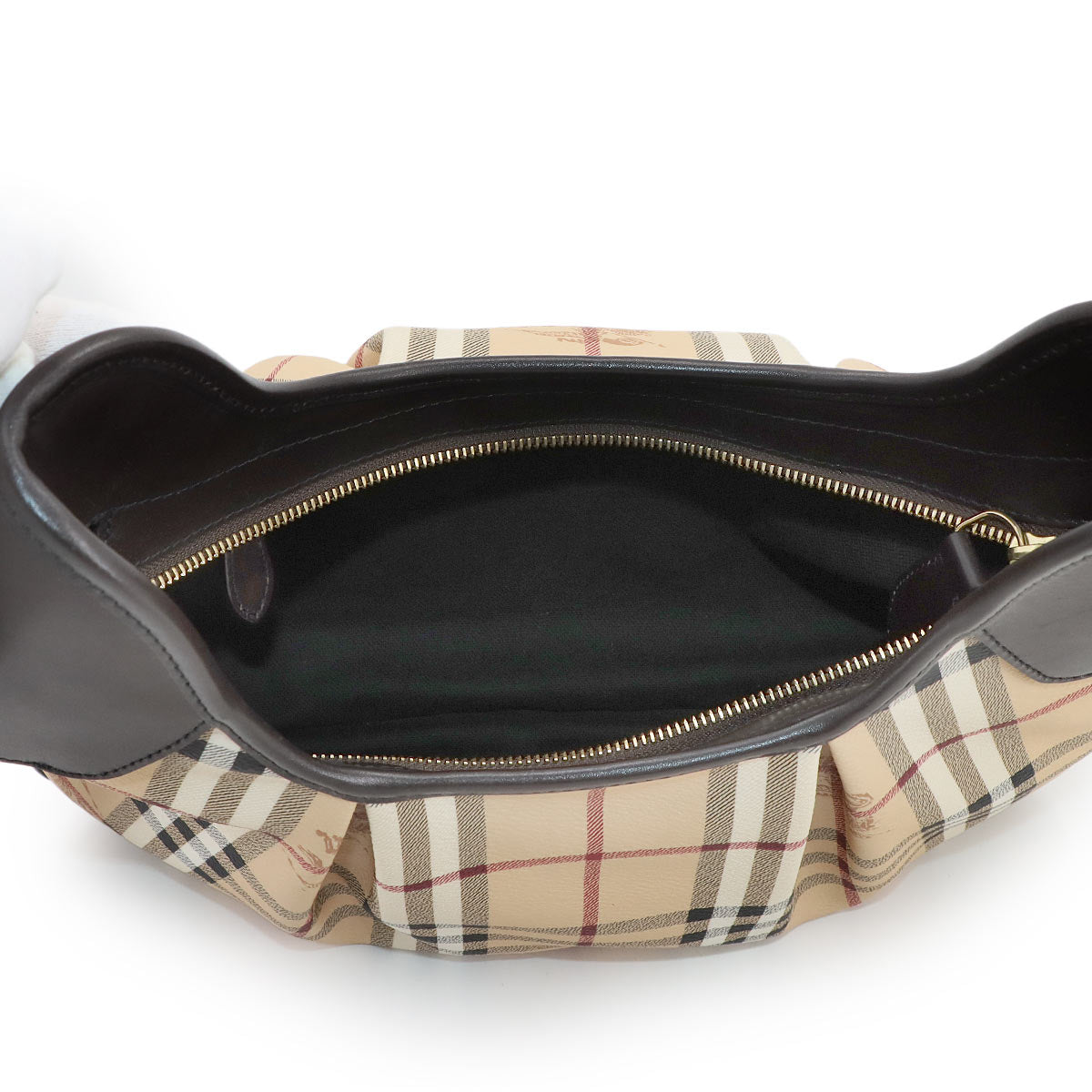 Shoulder Bag PVC Leather Beige Brown Plaid Purse