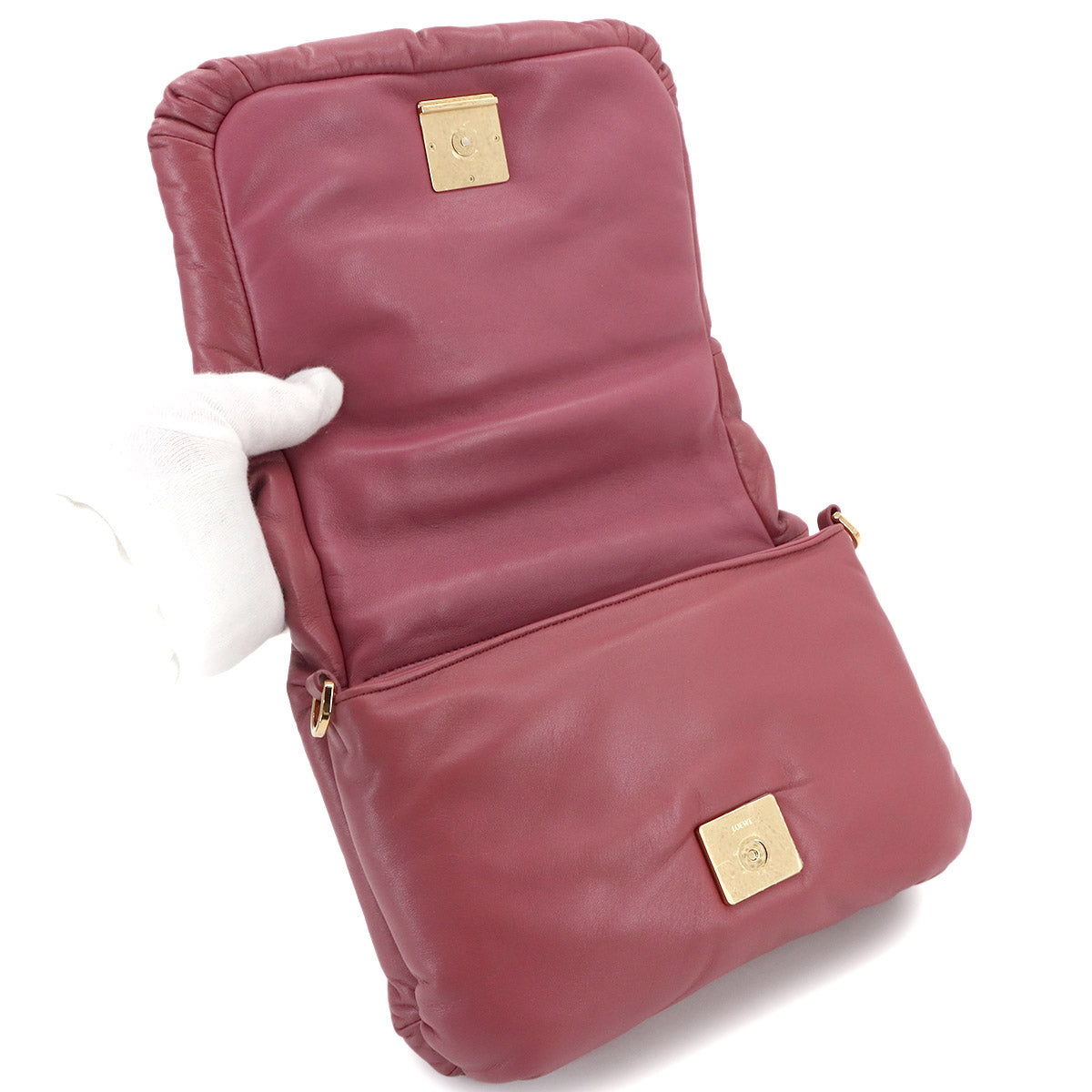 Puffer Goya Chain Shoulder Bag Leather Pink A40P41X01 Purse