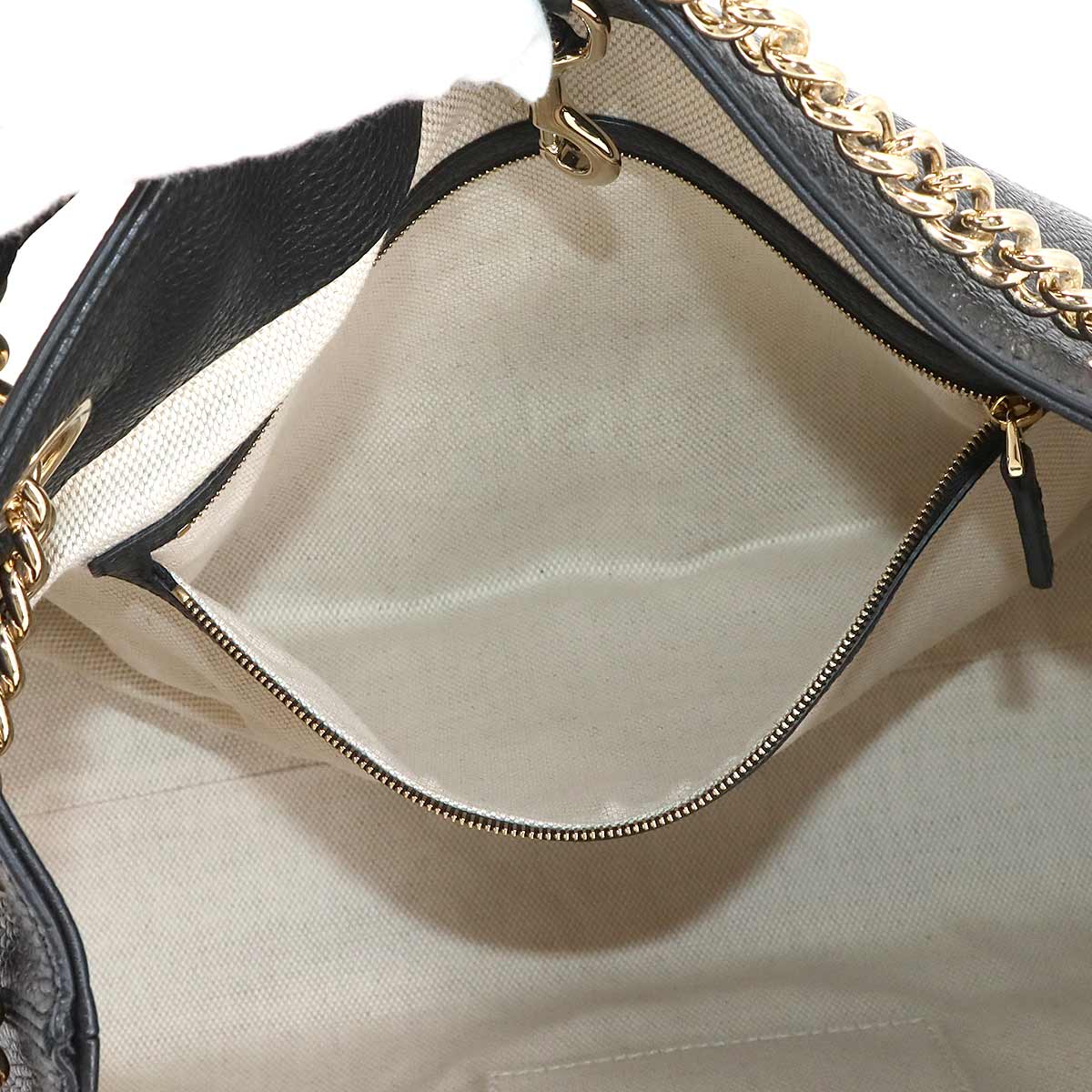 Interlocking G Soho Chain Tote Bag Leather Black 536196 Purse