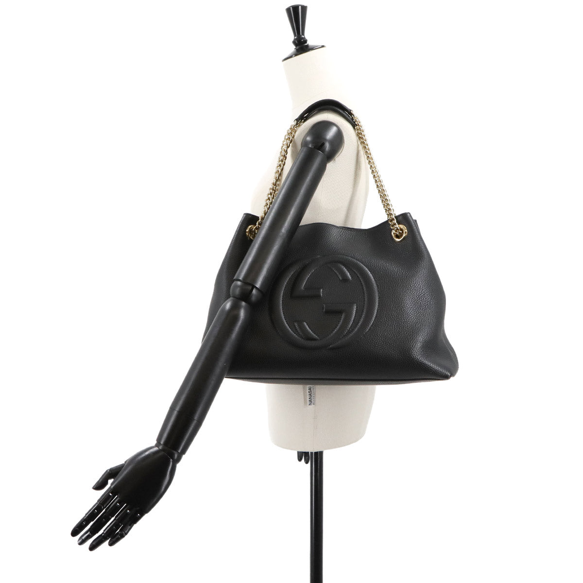 Interlocking G Soho Chain Tote Bag Leather Black 536196 Purse