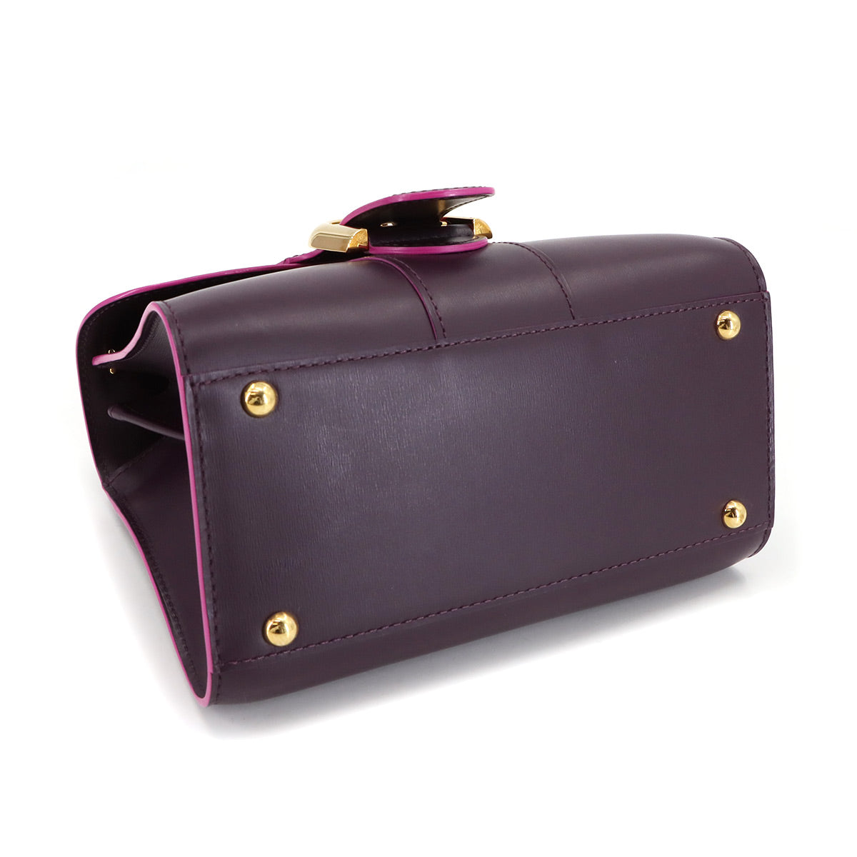 Brillant Mini Hand Shoulder Bag Leather Purple Heart Charm