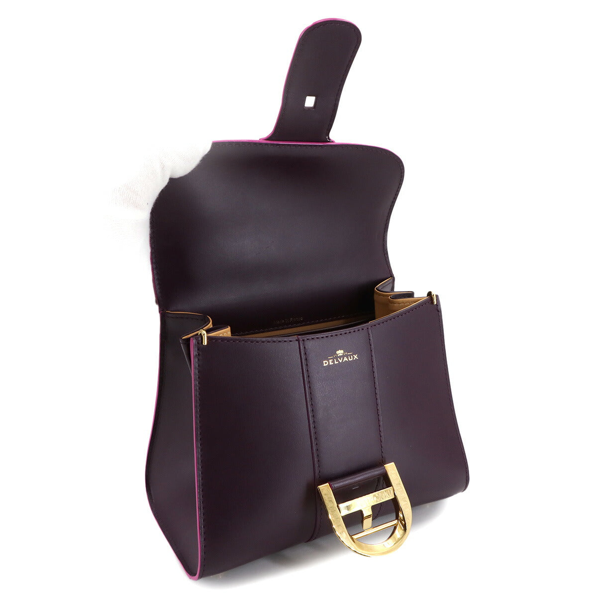 Brillant Mini Hand Shoulder Bag Leather Purple Heart Charm
