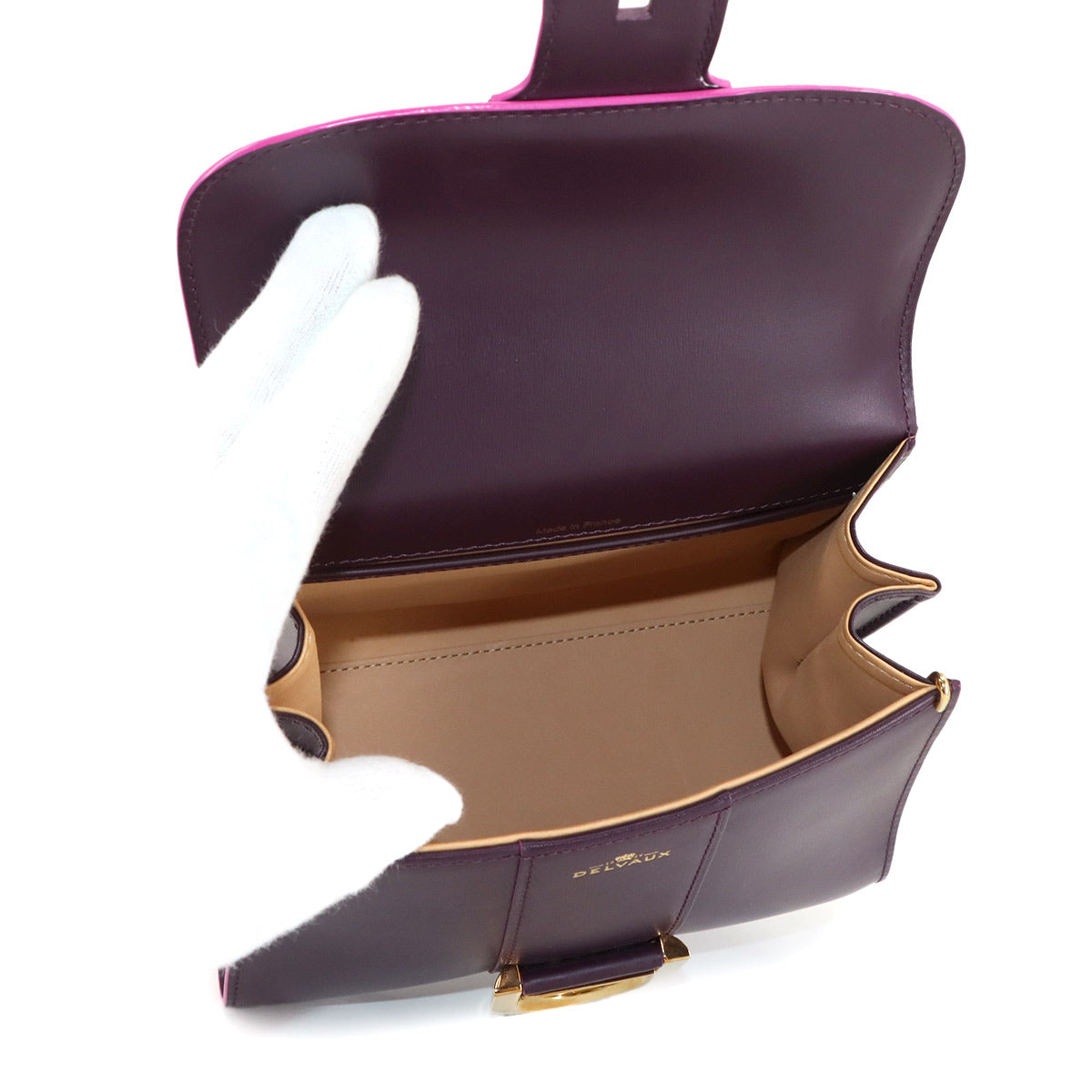 Brillant Mini Hand Shoulder Bag Leather Purple Heart Charm