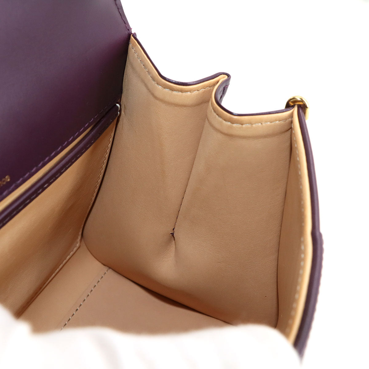 Brillant Mini Hand Shoulder Bag Leather Purple Heart Charm