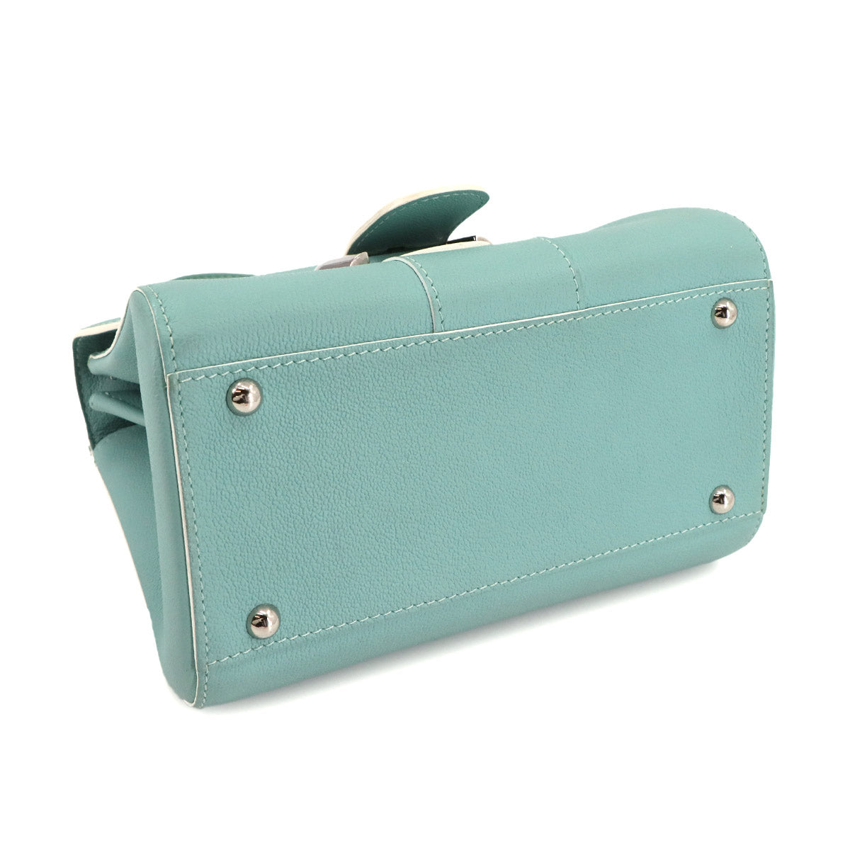 Brillant Mini 2way Hand Shoulder Bag Leather Blue Purse