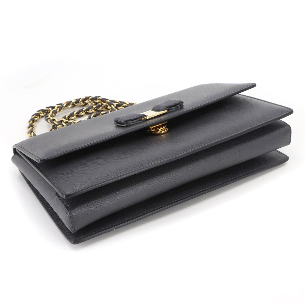 Chain Shoulder Bag Leather Gray 21E480 Purse