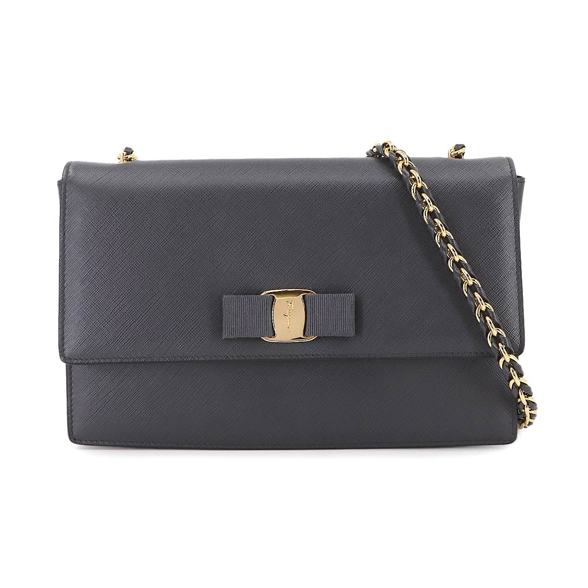 Chain Shoulder Bag Leather Gray 21E480 Purse