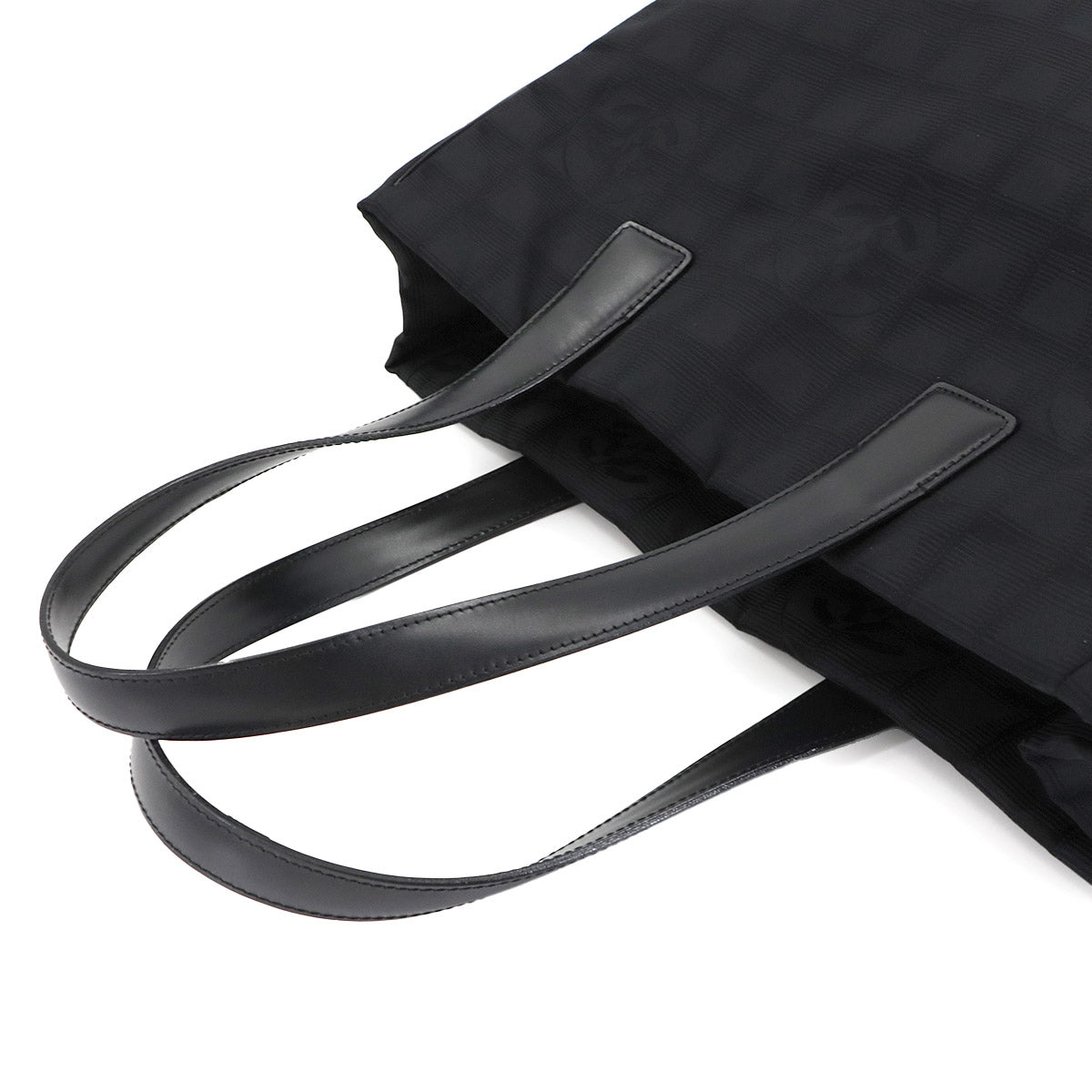 New Travel Line Tote MM Bag Nylon Jacquard Leather Black A15991