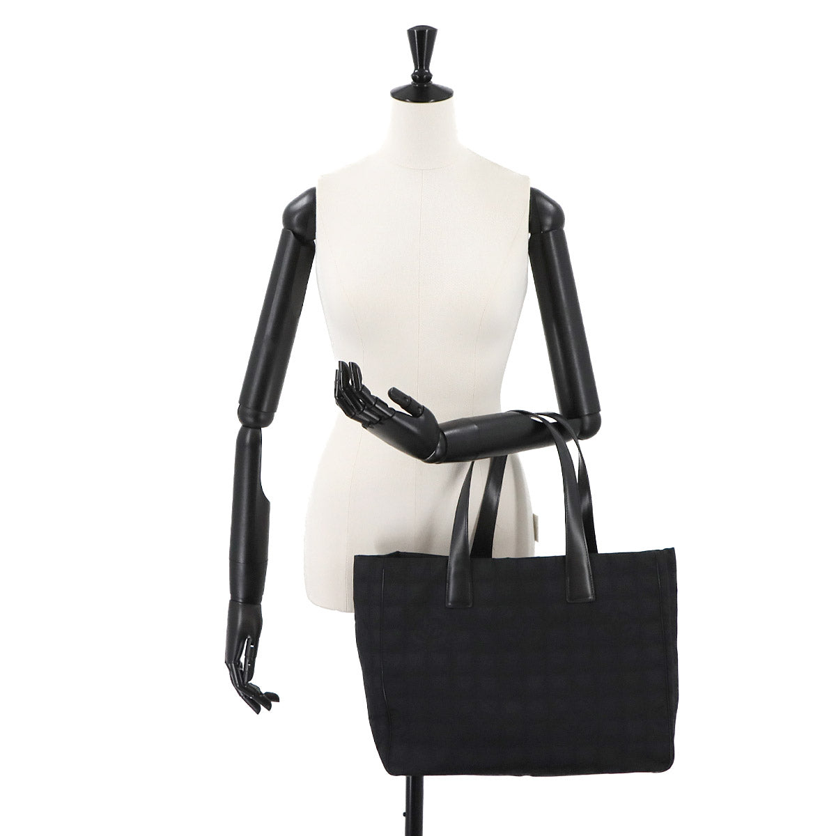 New Travel Line Tote MM Bag Nylon Jacquard Leather Black A15991