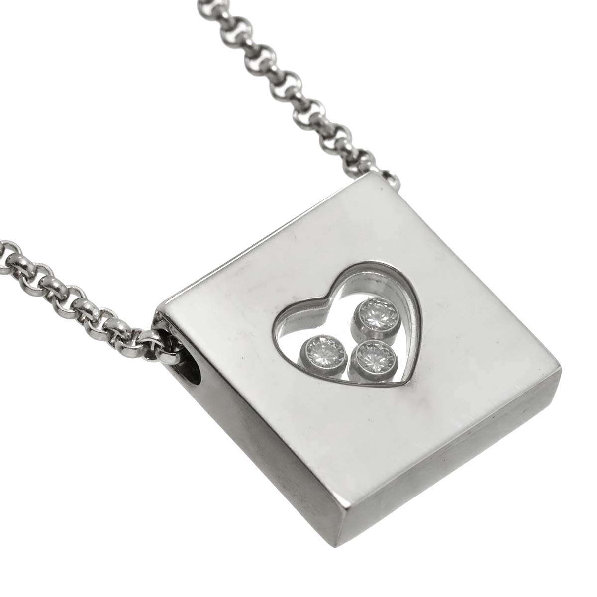 Happy Diamond Heart Necklace 18K White Gold 750