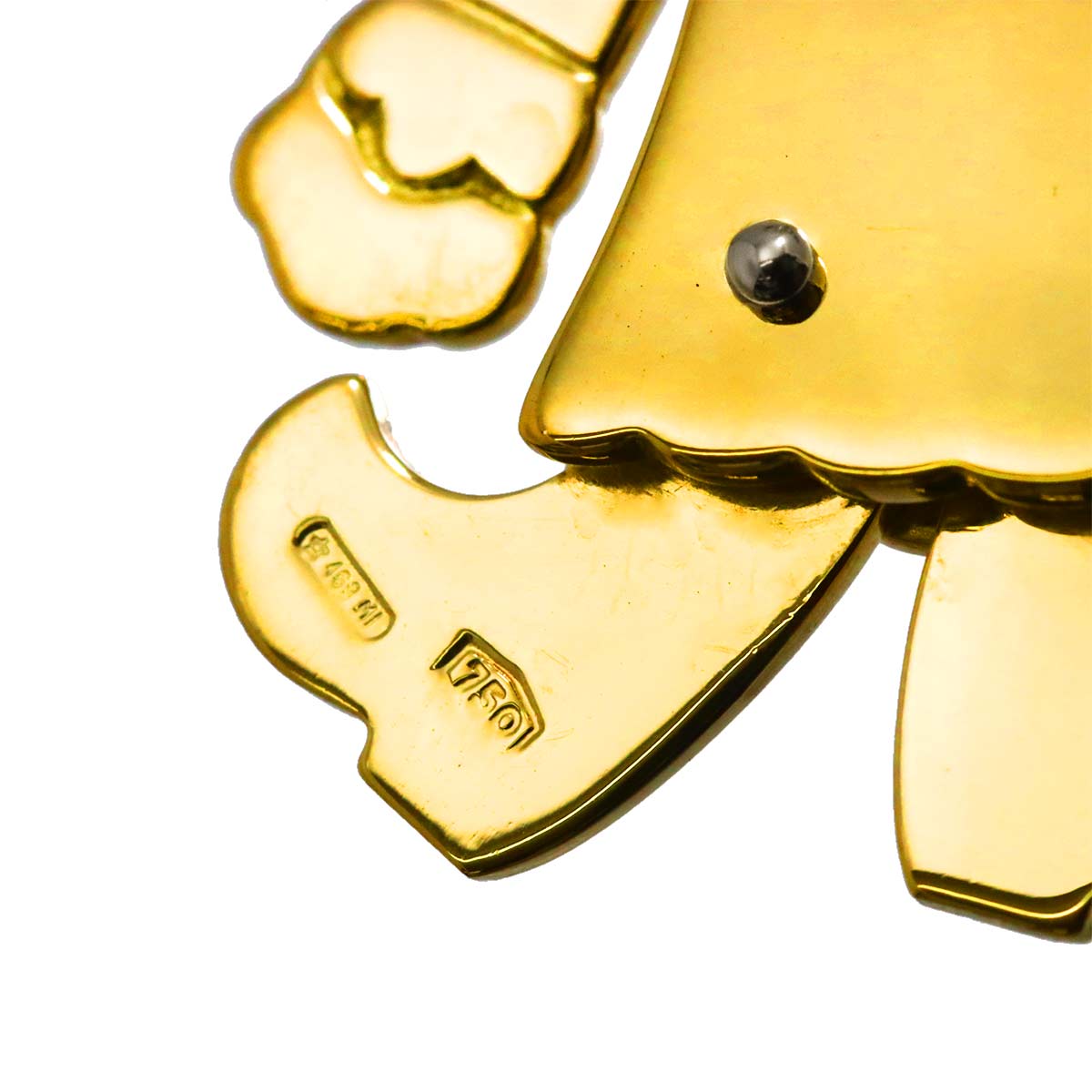 King motif Brooch 18K YG WG 750