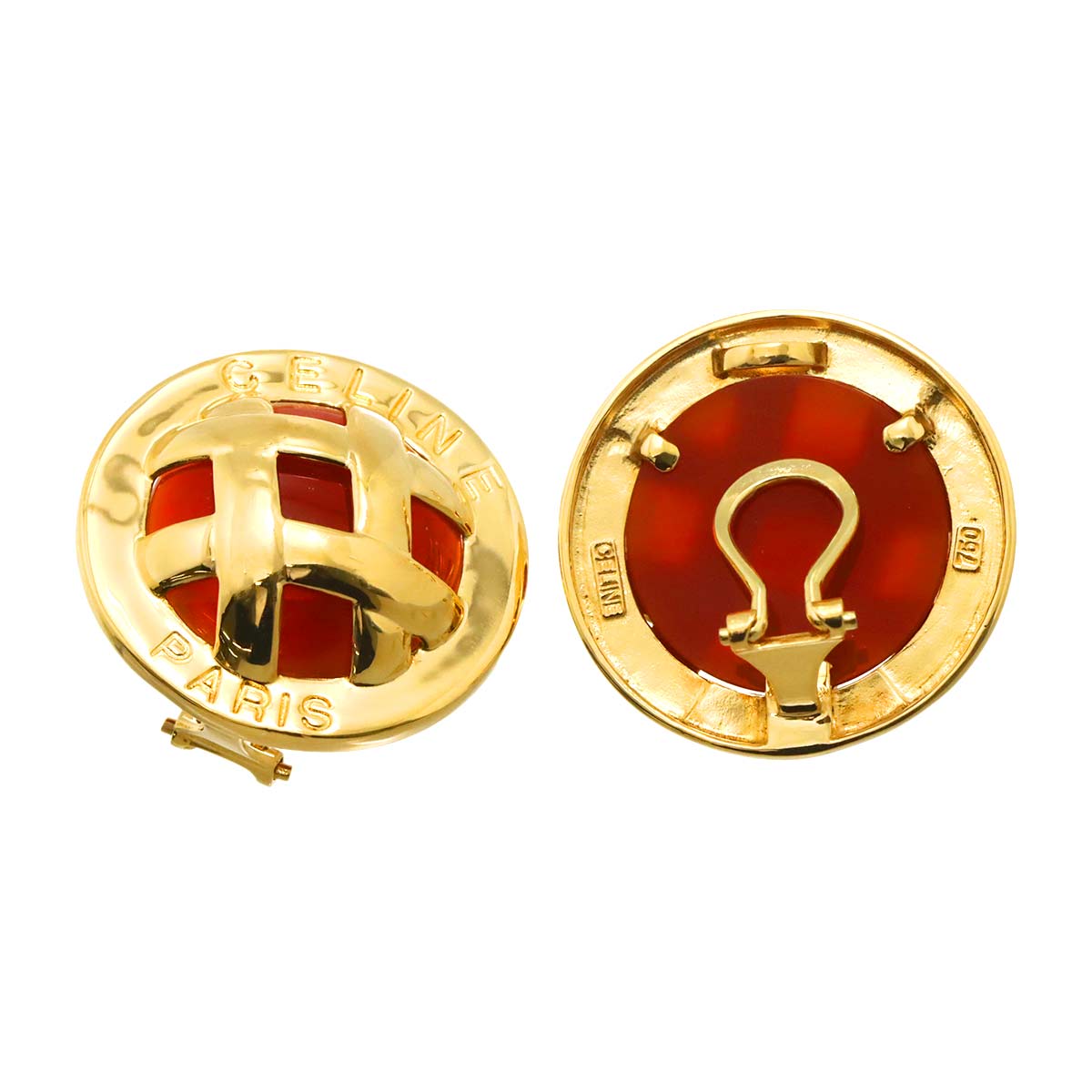 Chalcedony Earrings Clip-on 18K Yellow Gold 750 90301687