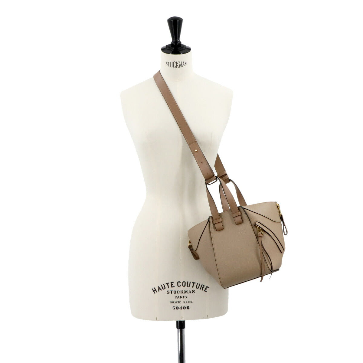 Compact Hammock 2way Hand Shoulder Bag Leather Beige