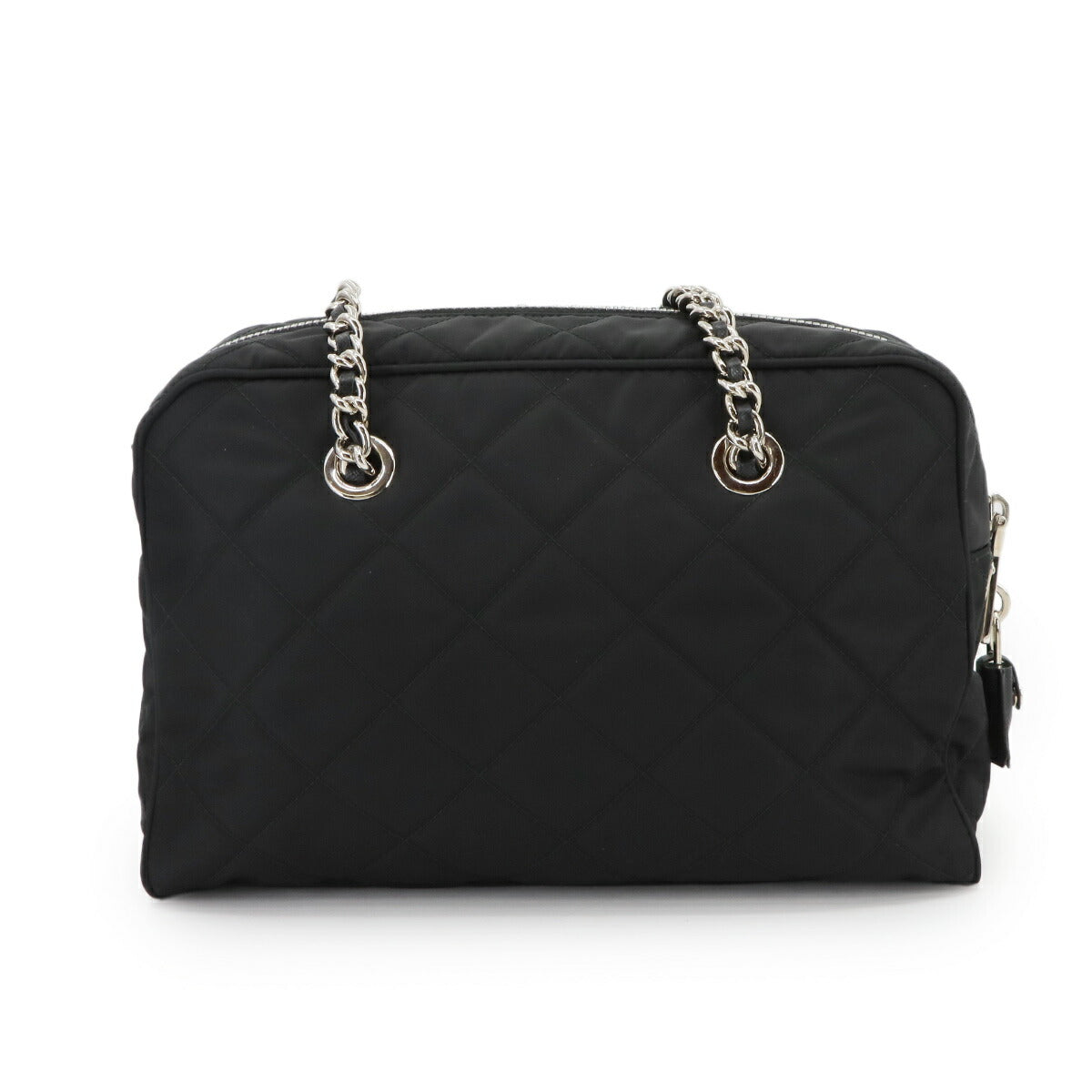 Chain Shoulder Bag Quilting Nylon Leather Nero Black 1BB903