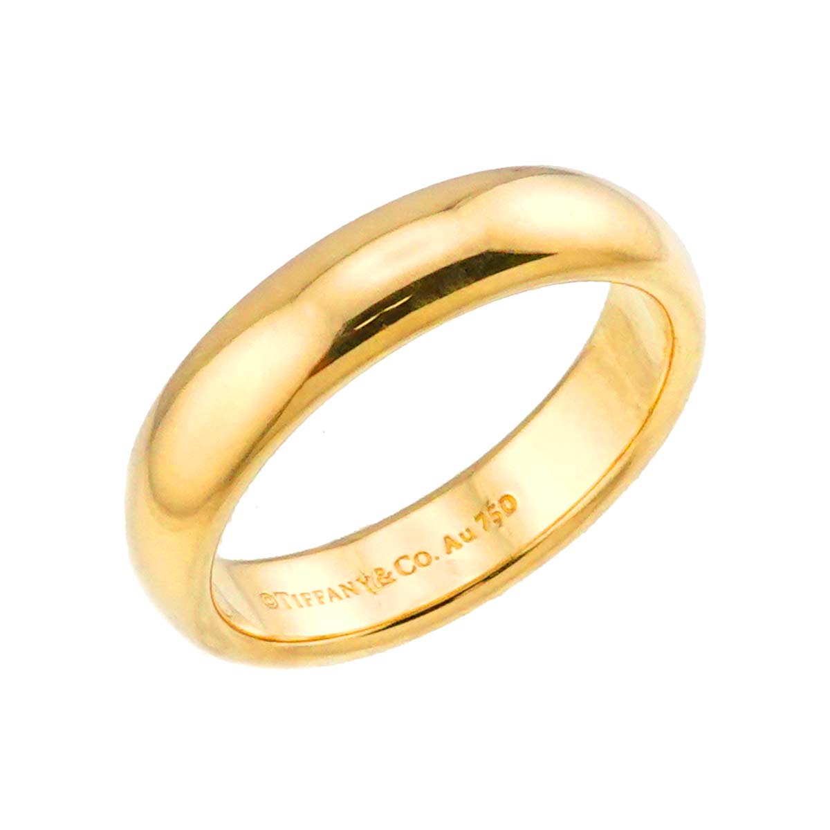 TIFFANY Co. Classic Band Ring 18K Yellow Gold 750 Size 6(US)