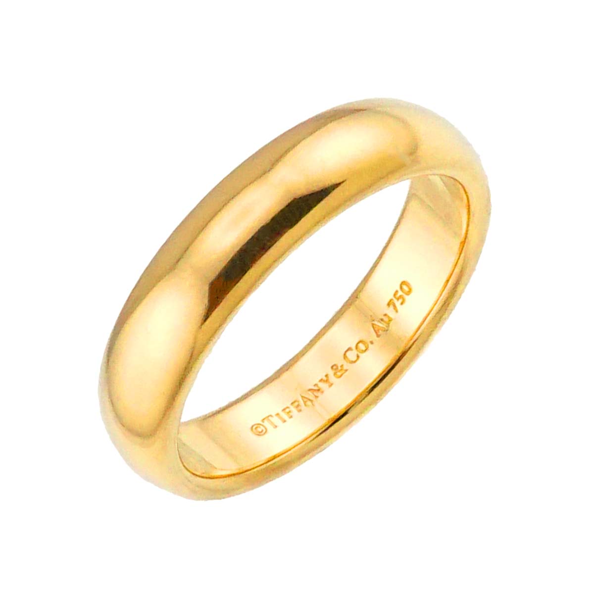 TIFFANY Co. Classic Band Ring 18K Yellow Gold 750 Size 6(US)