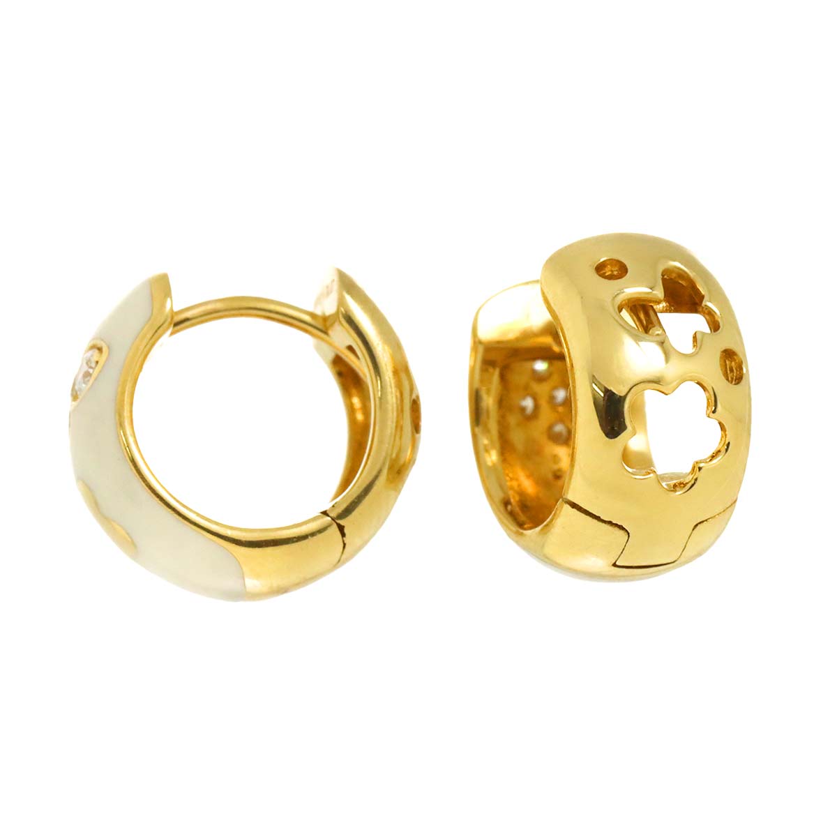 Diamond 0.07/0.07ct Earrings Pierced 18K YG Enamel