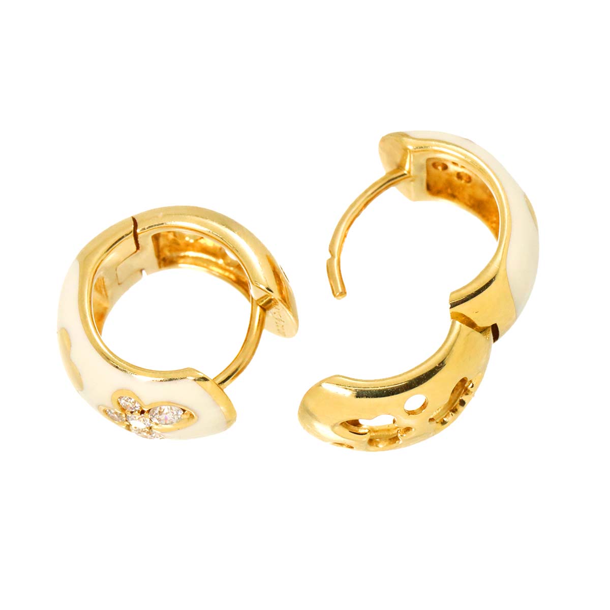 Diamond 0.07/0.07ct Earrings Pierced 18K YG Enamel