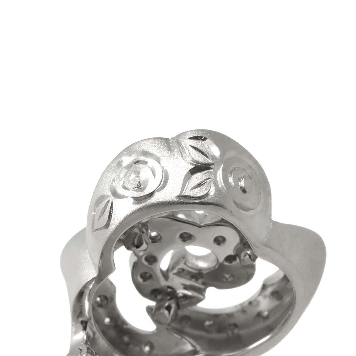 Diamond 0.54ct Rose motif Earrings Clip on 18K WG 750