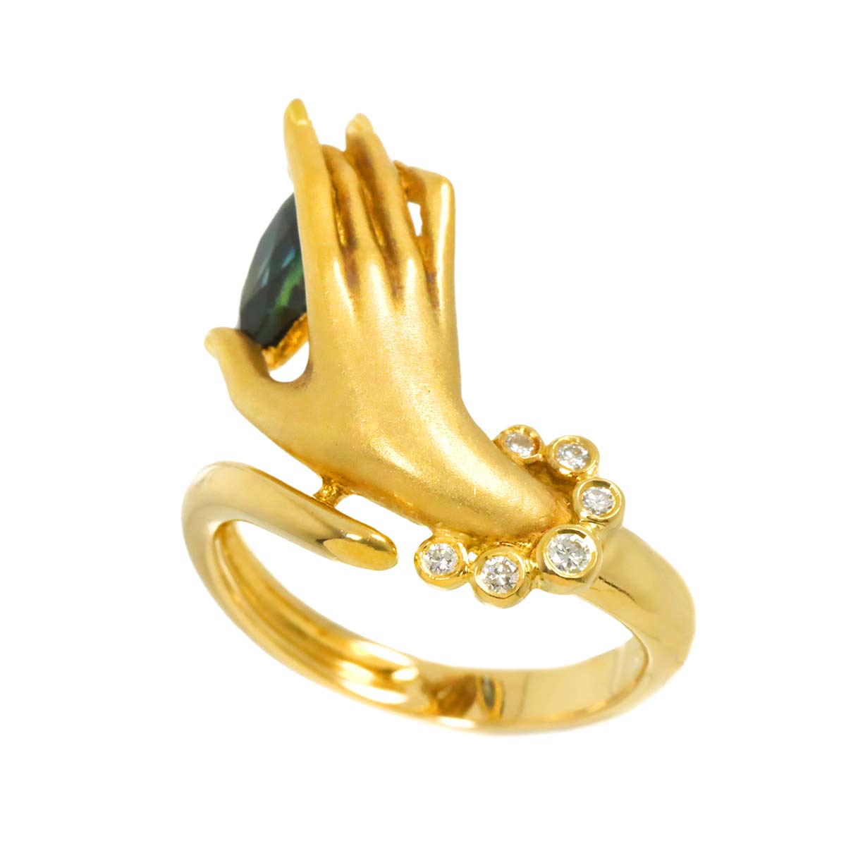 Sapphire Diamond Ring K18 YG 750 Size5.75-6(US)