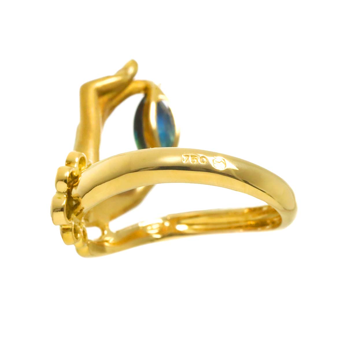 Sapphire Diamond Ring K18 YG 750 Size5.75-6(US)