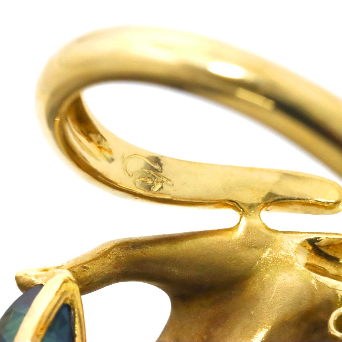 Sapphire Diamond Ring K18 YG 750 Size5.75-6(US)