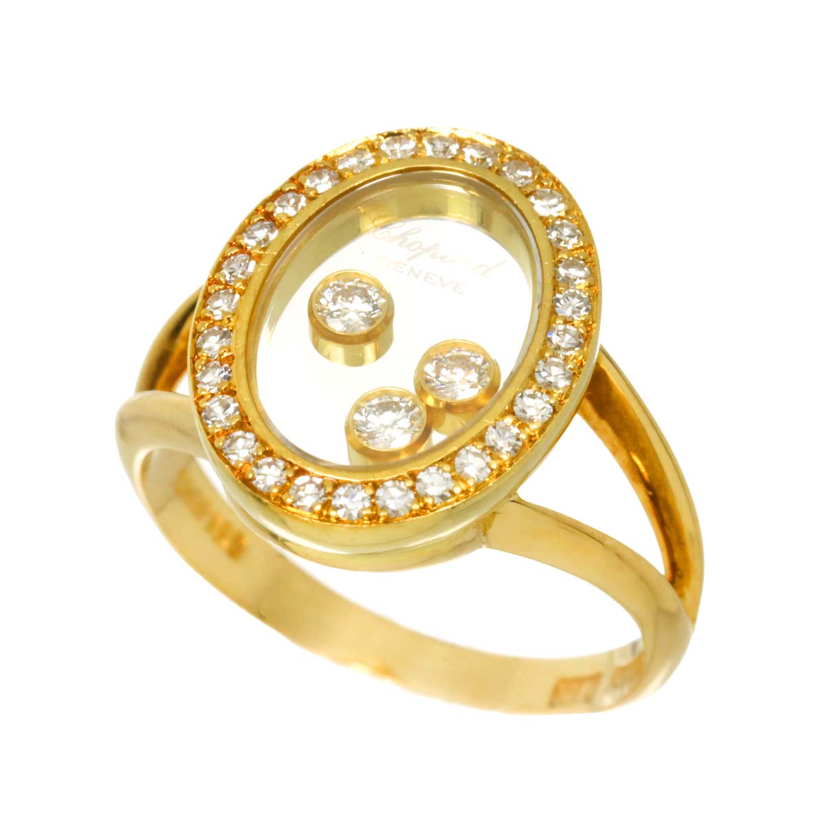 Happy Diamond Ring 18K YG 750 Size6(US)