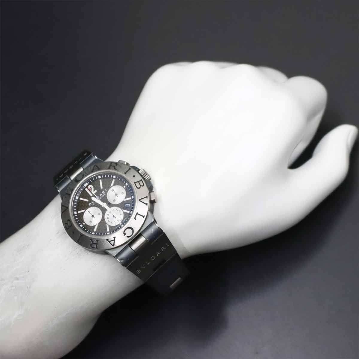 Diagono TI44TACH Titanium Date Carbon Automatic Black Dial