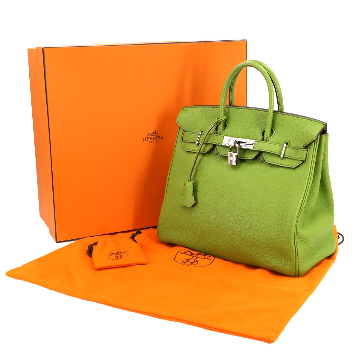 Haut a Courroies 28 Veau Togo Anis green Hand Bag Purse