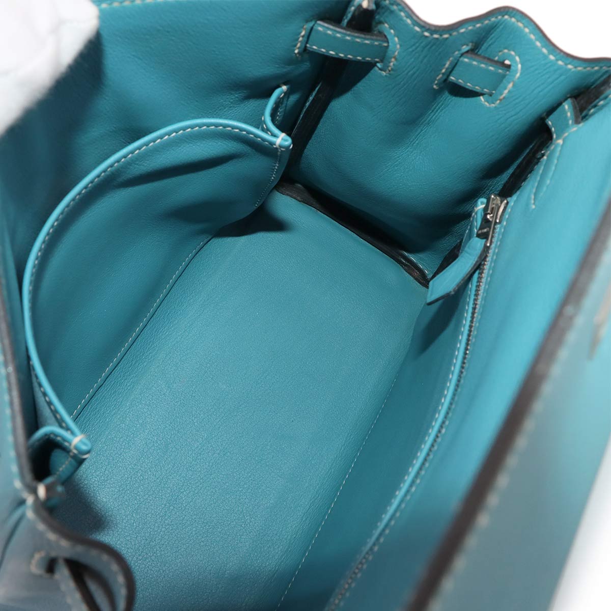 Kelly 25 Veau Gulliver Bleu Jean Hand Shoulder Bag