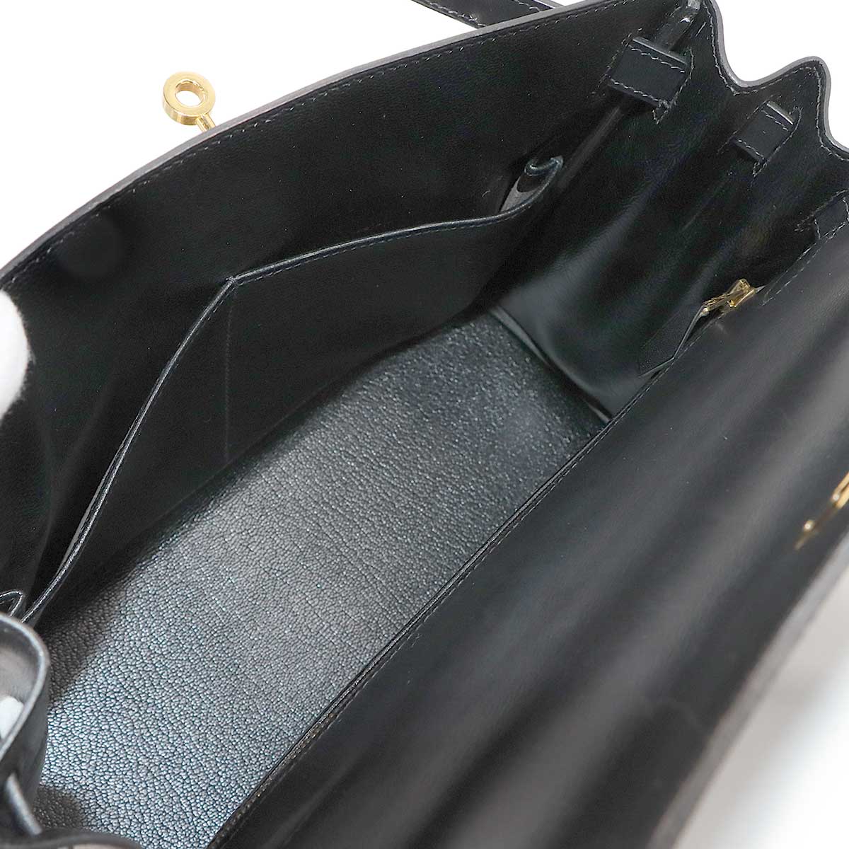 HKelly 28 Box Calf Leather Black 2way Hand Shoulder Bag Purse