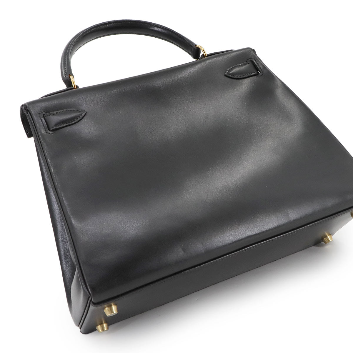 HKelly 28 Box Calf Leather Black 2way Hand Shoulder Bag Purse