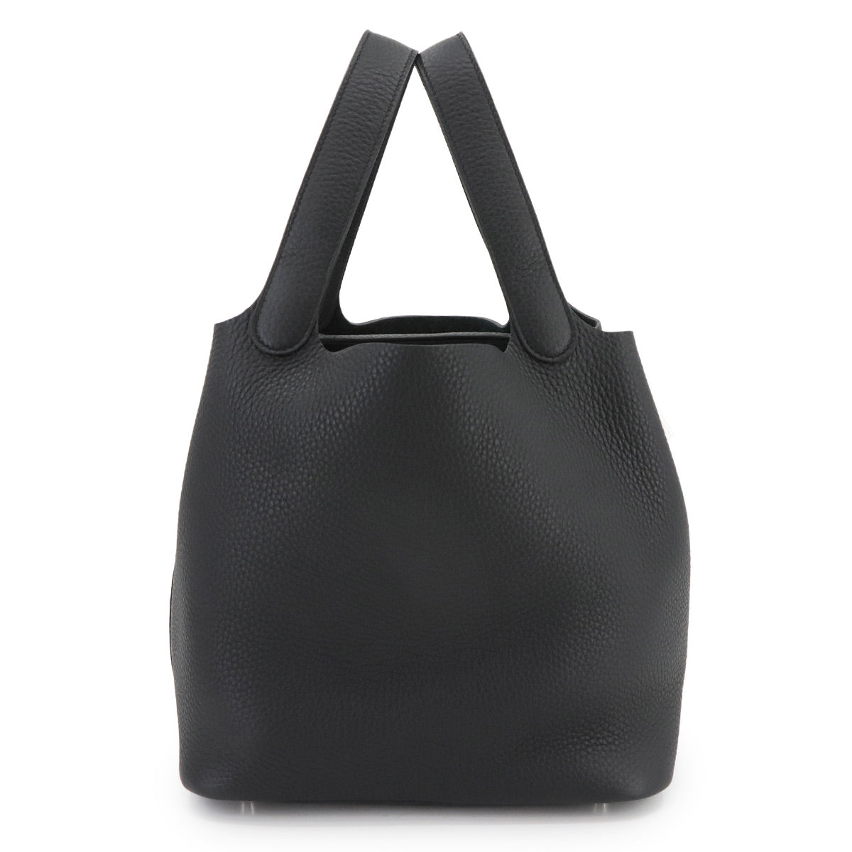 Picotin Lock MM Hand Bag Taurillon Clemence Black Purse