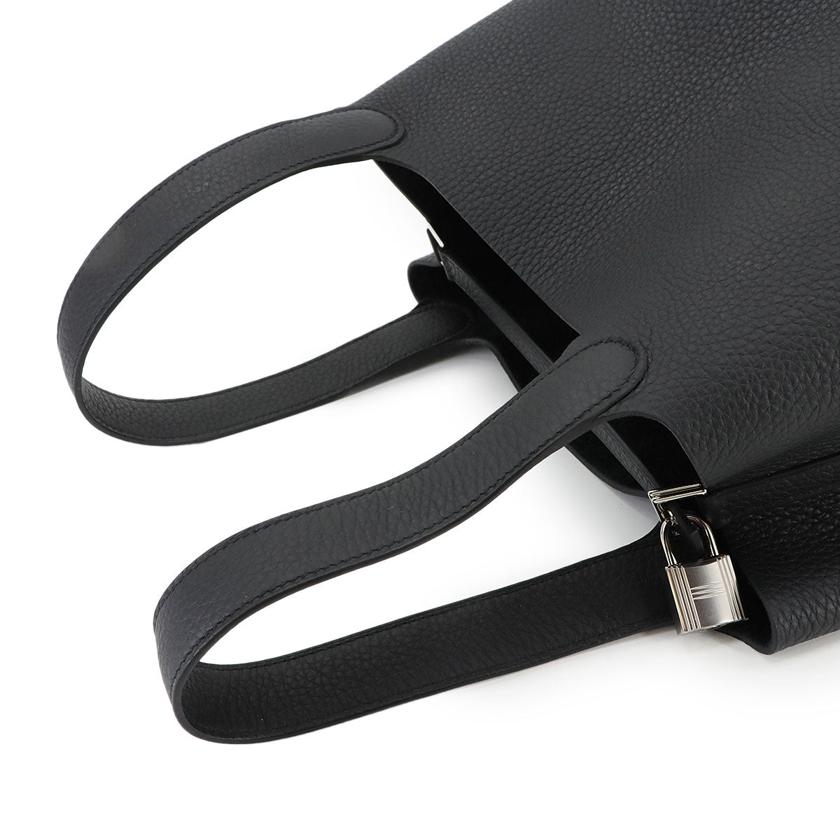 Picotin Lock MM Hand Bag Taurillon Clemence Black Purse