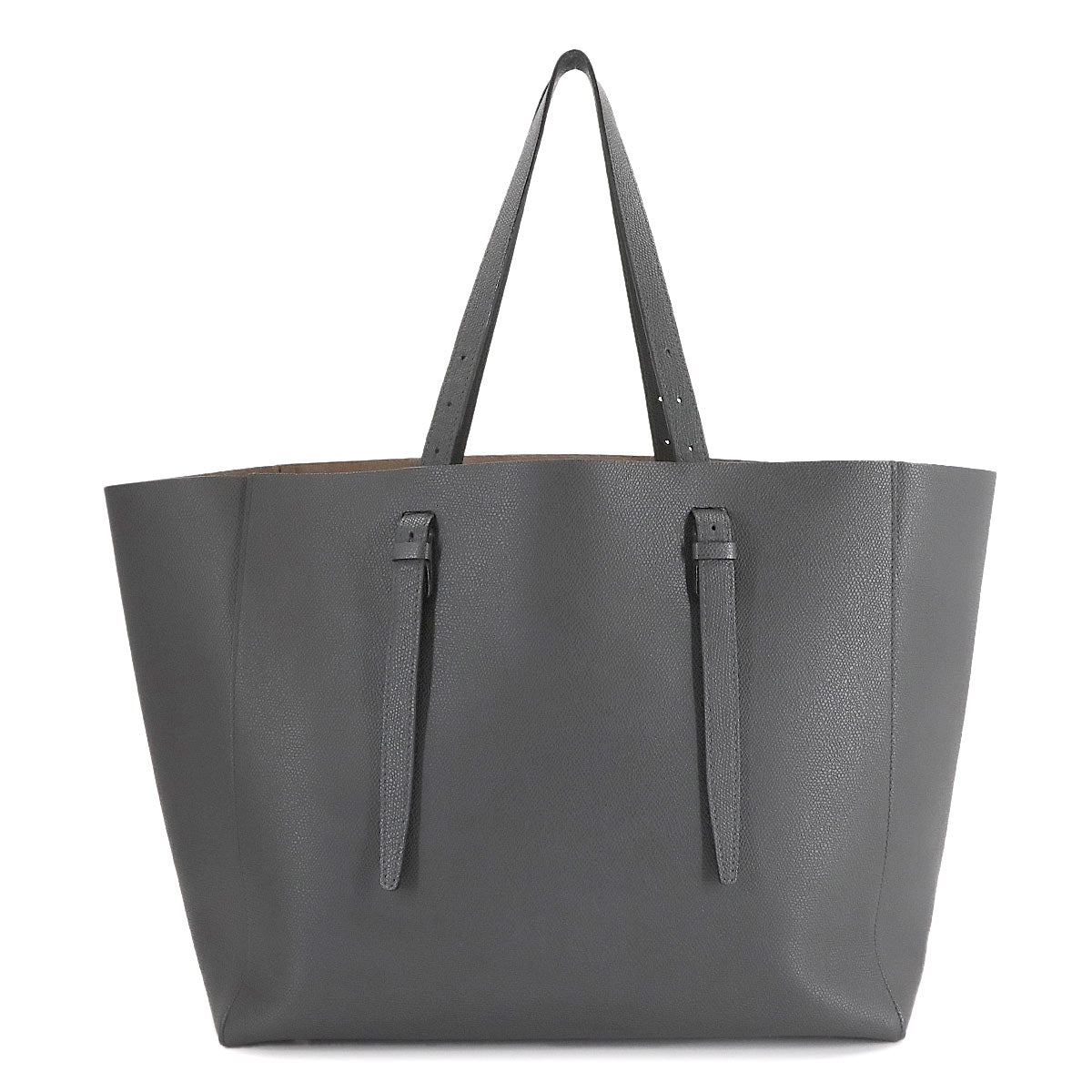 Soft Tote Bag Leather Gray V5B18 Purse