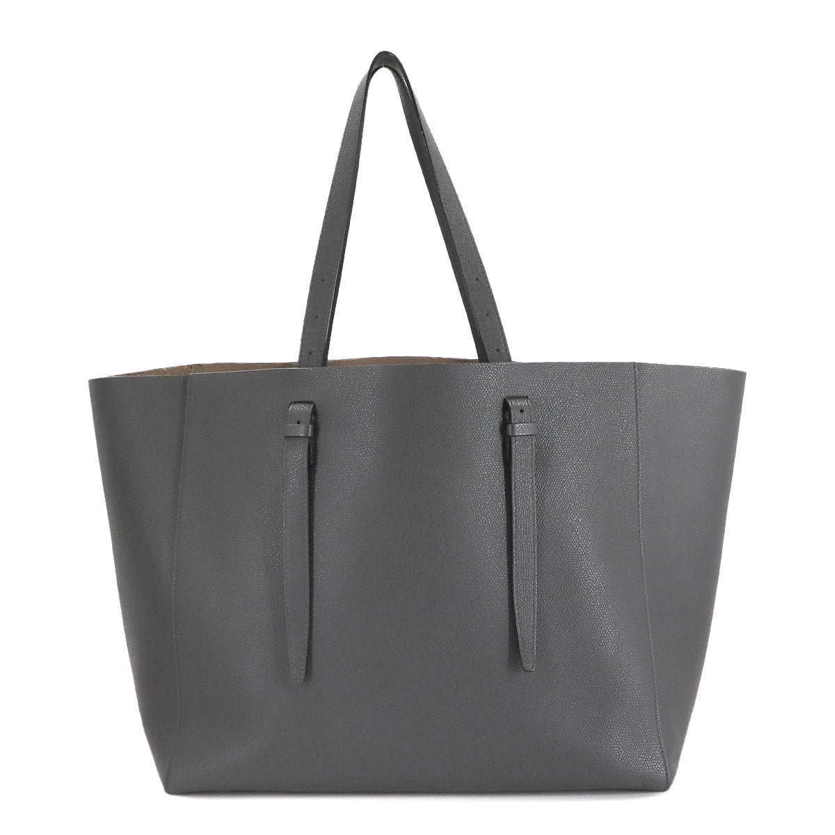 Soft Tote Bag Leather Gray V5B18 Purse