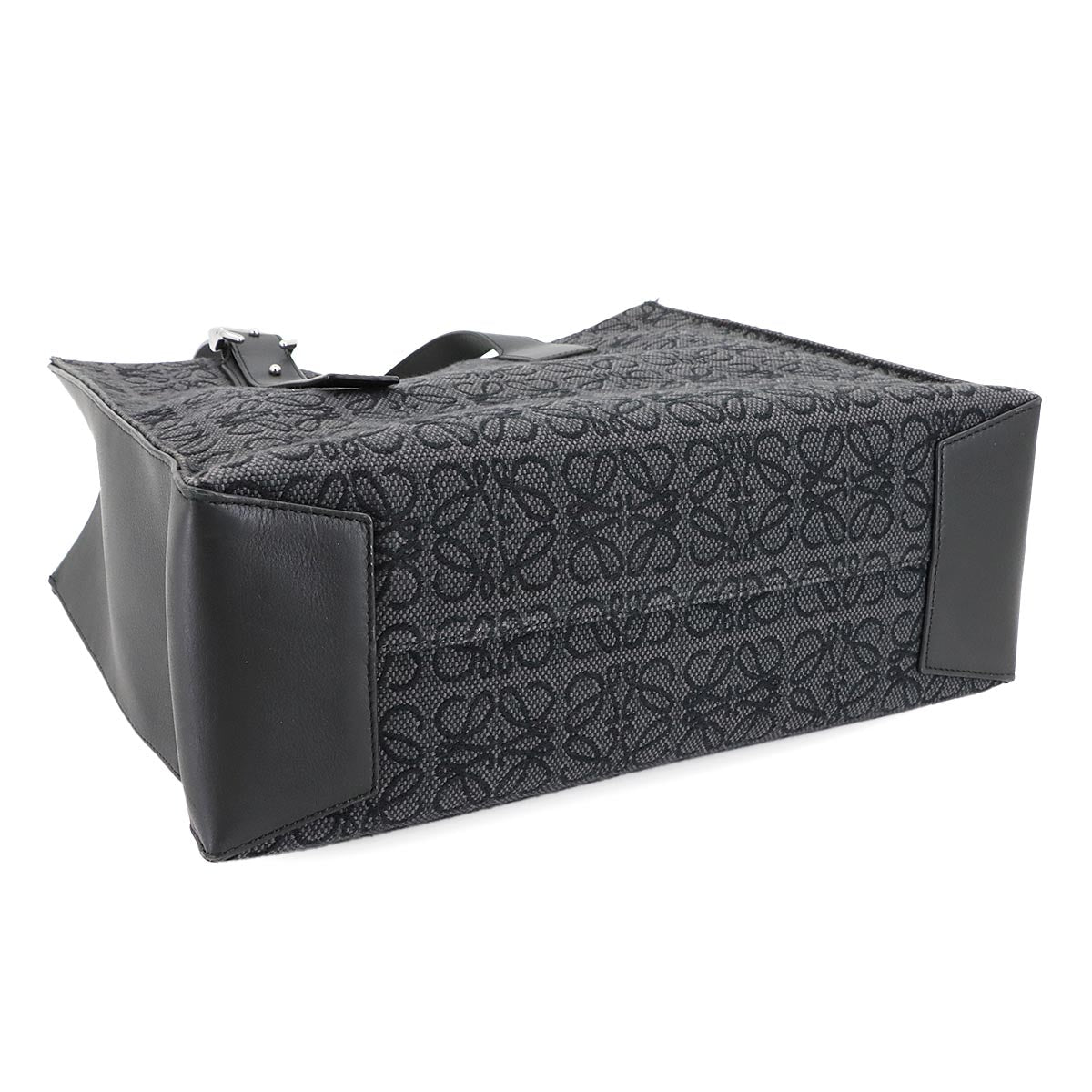 Buckle Horizontal Tote Bag Canvas Leather Black B692L96X03