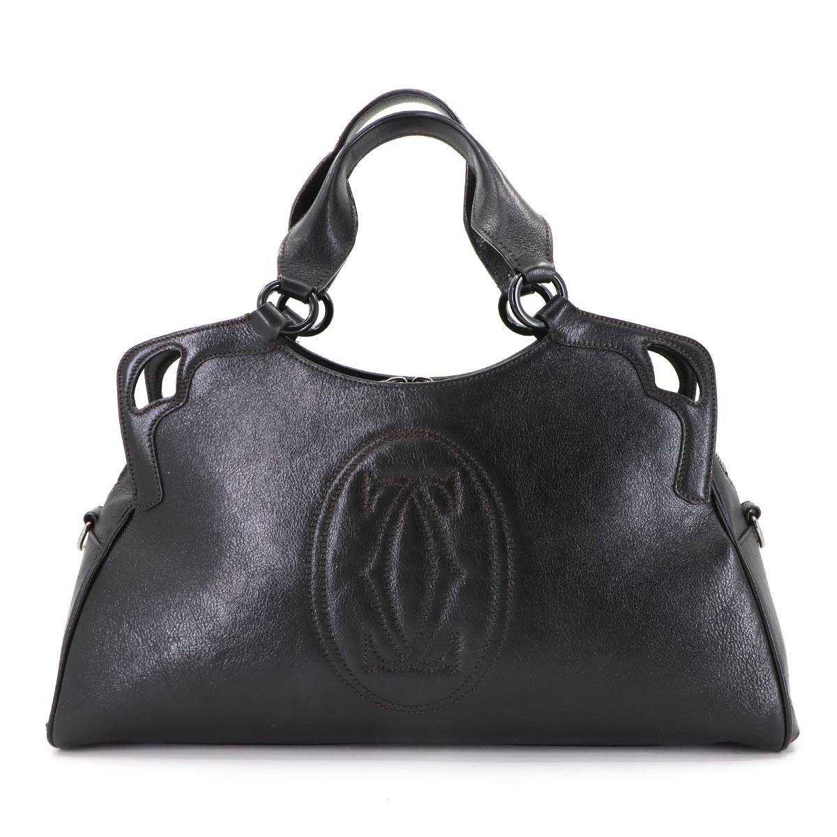 Marcello de Cartier Hand Bag Leather Black Purse