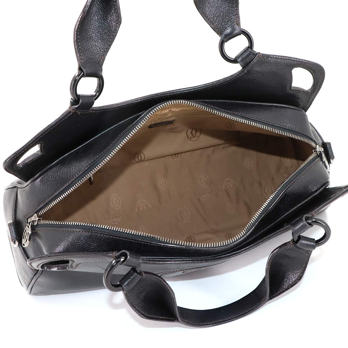 Marcello de Cartier Hand Bag Leather Black Purse