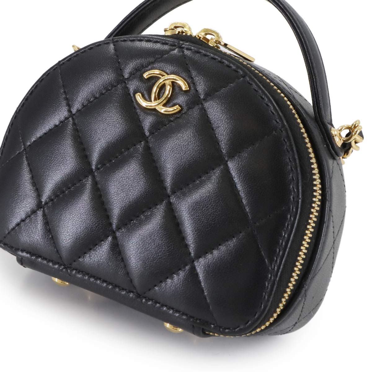 Matelasse Chain Clutch Mini Shoulder Bag Leather Black AP3087