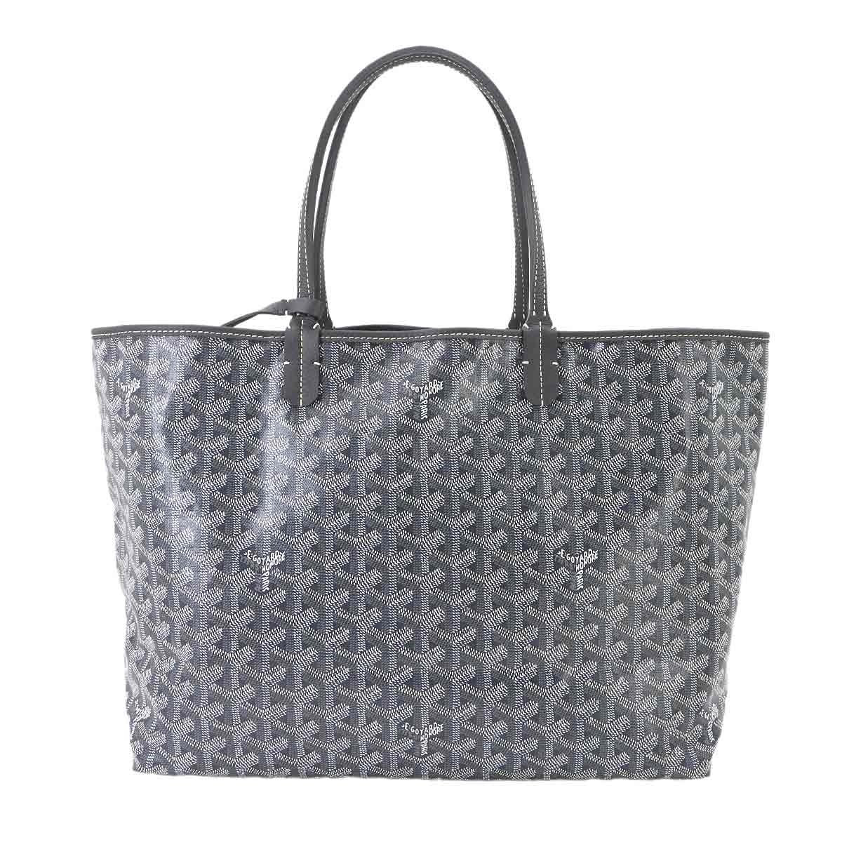 GOYARD Saint Louis PM Tote Bag PVC Leather Gray Herringbone Unisex